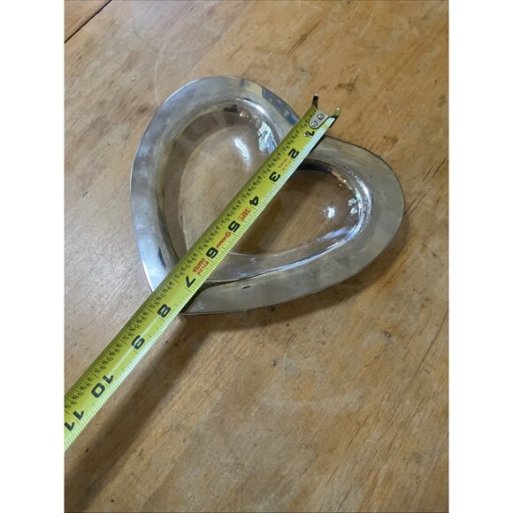 ANNIEGLASS :: 8” MEDIUM “Heart” BOWL Platinum Silver Rim SIGNED CALIF USA - Picture 3 of 6